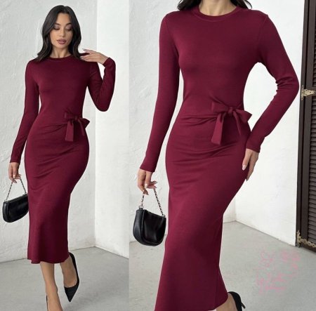 فستان شتوي مع ربطة للخصر