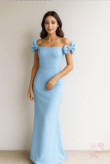 فستان لايكرا اوف شولدر مع ببيونة