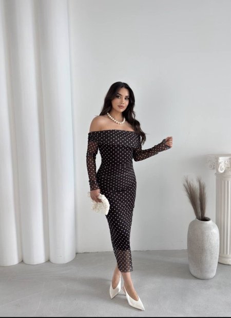 فستان polka dots شيفون ناعم